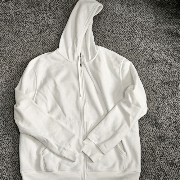 Sale: Men's White Full Zip Hoodie - XL - Picture 7 of 7